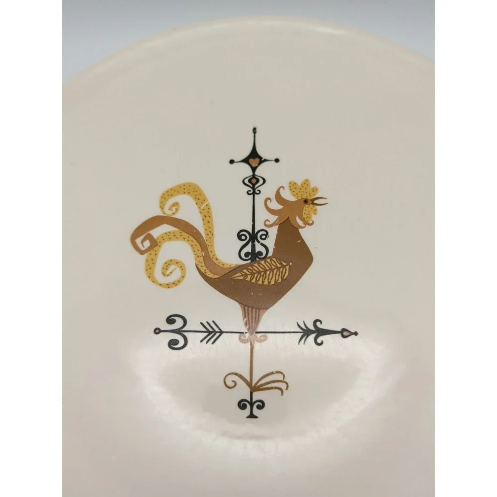 Weather Vane Edwin Knowles 10” Dinner Plates Set Of 3 Vintage MCM Retro Rooster